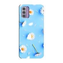 Чехол с Цветами для Nokia G42 (ромашки на голубом)