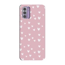 Чохол з розовим принтом для Nokia G42 (Сердечки на рожевому)