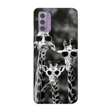 Силіконовий чохол з КАРТИНКАМИ літо для Nokia G42 (AlphaPrint) (Жирафи в окулярах)