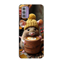 Друкований чохол 'Звірята з кавою' для Nokia G42 – Мишка з кавою