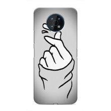 Чехол с принтом для Nokia G50 (AlphaPrint - Знак сердечка) – Значок Love