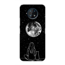 Чохол з малюнком кіт на Nokia G50 (Дівчина з котом)