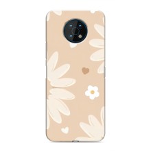 Чехол с цветочным принтом на Нокиа G50 (Бежевые цветы)