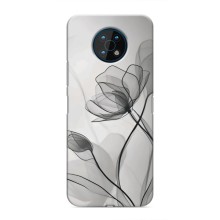 Чехол с цветочным принтом на Нокиа G50 (Черные цветы)
