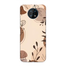 Чехол с цветочным принтом на Нокиа G50 (Коричневые цветы)