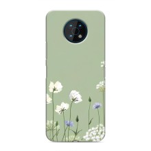 Чехол с цветочным принтом на Нокиа G50 (Цветы на зеленом)