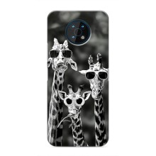Силиконовый чехол с КАРТИНКАМИ лето для Nokia G50 (AlphaPrint) (Жирафы в очках)