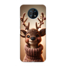 Яркий чехол для Nokia G50 с Зимними Оленятами – Олень в свитере