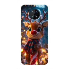 Яркий чехол для Nokia G50 с Зимними Оленятами – Олень в шарфе