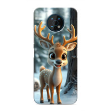 Яркий чехол для Nokia G50 с Зимними Оленятами – Оленёнок в лесу