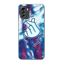 Чехол с принтом для Nokia G60 (AlphaPrint - Знак сердечка) – Радужное сердце