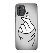 Чехол с принтом для Nokia G60 (AlphaPrint - Знак сердечка) – Значок Love