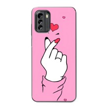 Чехол с принтом для Nokia G60 (AlphaPrint - Знак сердечка) – Знак Love