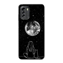 Чохол з малюнком кіт на Nokia G60 (Дівчина з котом)
