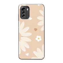 Чехол с цветочным принтом на Нокиа G60 (Бежевые цветы)