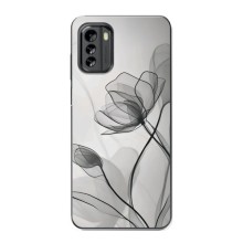 Чехол с цветочным принтом на Нокиа G60 (Черные цветы)