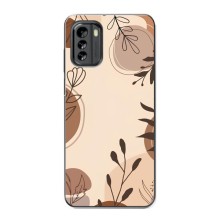 Чехол с цветочным принтом на Нокиа G60 (Коричневые цветы)