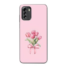 Чехол с розовым рисунком для Nokia G60 (Букет цветов)