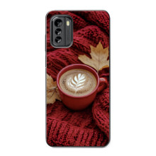 Чехол с уникальным дизайном «Осень с кофе» для Nokia G60 – Кофе на пледе