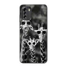 Силиконовый чехол с КАРТИНКАМИ лето для Nokia G60 (AlphaPrint) (Жирафы в очках)