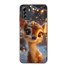 Яркий чехол для Nokia G60 с Зимними Оленятами – Оленёнок среди гирлянд