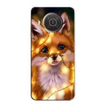 Чехлы с картинкой Лисички для Nokia X10 (VPrint) (Лисичка в гирляндах)