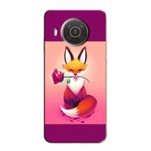 Чехлы с картинкой Лисички для Nokia X10 (VPrint) (Лисичка с розочкой)