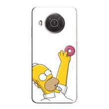 Чехол с Симпсонами для Nokia X10 (VPrint) (Гомер с пончиком)