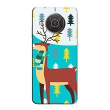 Силиконовый бампер с картинкой животных для Nokia X10 (Олень с шарфом)
