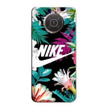 Силиконовый Чехол на Nokia X10 с картинкой Nike (Цветочный Nike)