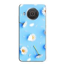 Чехол с Цветами для Nokia X20 (ромашки на голубом)
