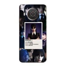 Чехлы Венсдей на Nokia X20 Уэнсдей (AlphaPrint) (коллаж Уэнздей)