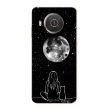 Чехол с рисунком кот на Nokia X20 – Девушка с котом