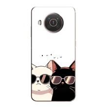 Чехол с рисунком кот на Nokia X20 – Коты в очках
