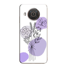 Силиконовый чехол с принтом в цветах на Nokia X20 – Фиолетовый букет