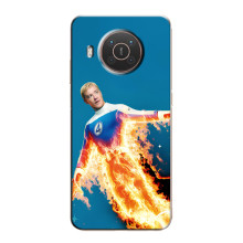 Чехол с принтом Фантастическая четверка для Nokia X20 – Человек-Факел