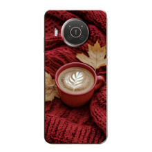 Чехол с уникальным дизайном «Осень с кофе» для Nokia X20 – Кофе на пледе