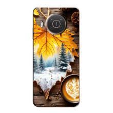 Чехол с уникальным дизайном «Осень с кофе» для Nokia X20 – Осенне-зимнее кофе