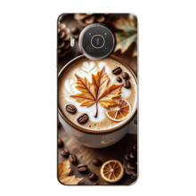 Чехол с уникальным дизайном «Осень с кофе» для Nokia X20 – Пряный кофе