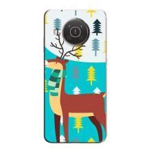 Силиконовый бампер с картинкой животных для Nokia X20 (Олень с шарфом)
