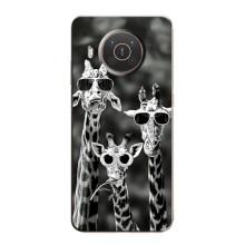 Силиконовый чехол с КАРТИНКАМИ лето для Nokia X20 (AlphaPrint) – Жирафы в очках