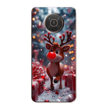 Яркий чехол для Nokia X20 с Зимними Оленятами – Олень среди подарков