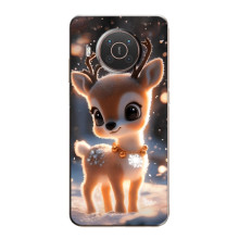 Яркий чехол для Nokia X20 с Зимними Оленятами – Оленёнок