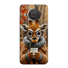 Печатный чехол «Зверята с кофе» для Nokia X20 – Жираф с кофе