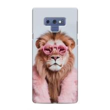 Чехол с принтом стильные животные для Самсунг Галакси Ноут 9 – Лев в очках