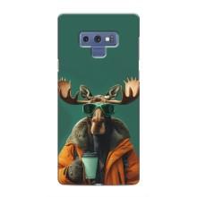 Чехол с принтом стильные животные для Самсунг Галакси Ноут 9 – Лось с кофе