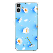 Чехол с Цветами для Nothing CMF Phone 1 (ромашки на голубом)