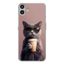 Чехол с принтом стильные животные для Натинг ЦМФ Фон 1 (Кот с кофе)