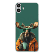 Чехол с принтом стильные животные для Натинг ЦМФ Фон 1 (Лось с кофе)