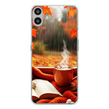 Чехол с уникальным дизайном «Осень с кофе» для Nothing CMF Phone 1 – Кофе и дождь